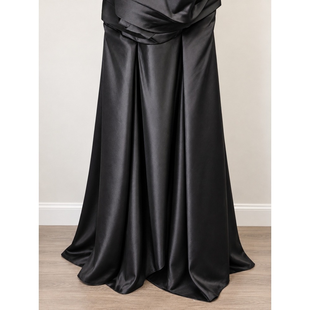 VNAIX Black Satin Off Shoulder Corset Lace Up Formal Evening Gown Size 2